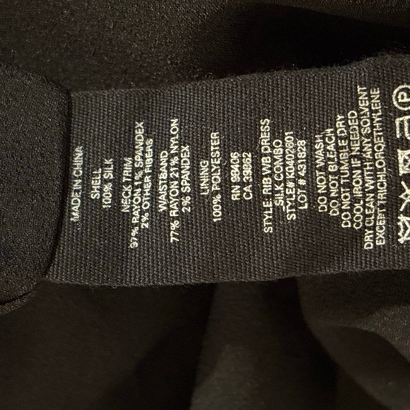 Women's Theory Black Rib Waistband Silk Combo Midi Dress S - Picture 14 of 16